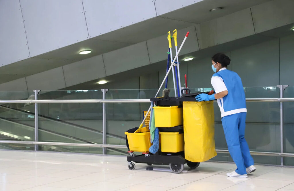 Janitorial cart cleaning crew Sunnyvale CA