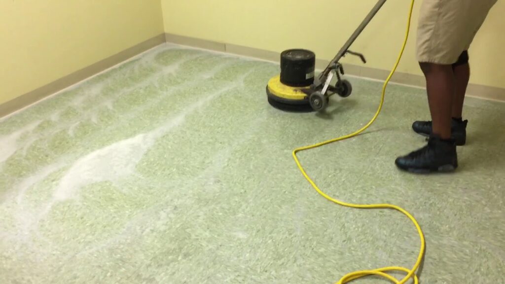 Floor stripping and waxing San Jose CA buffer polishing vinyl tile floor